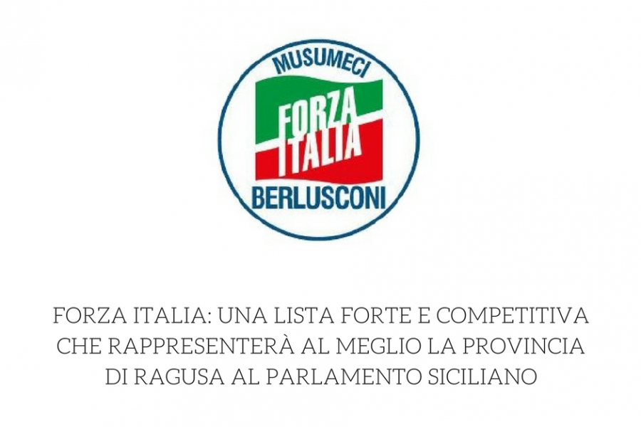 Forza Italia: una lista forte e competitiva che rappresenterà al meglio la provincia di Ragusa al Parlamento Siciliano